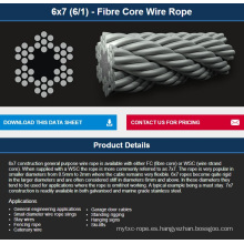 6X7 (6/1) - Cable de fibra de alambre